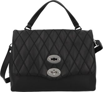 Zanellato Quilted Black Handbag With Silver-Tone Turn-Lock Closures