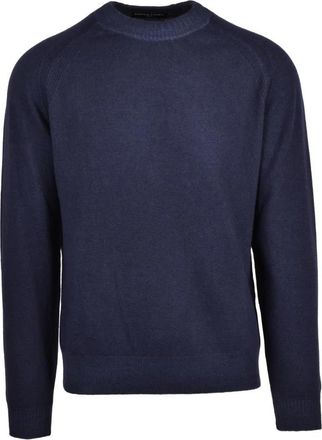 Daniele Fiesoli Pullover met ronde hals - Heren - Ronde hals truien - Blauw - XL - Wol - Truien & Vesten