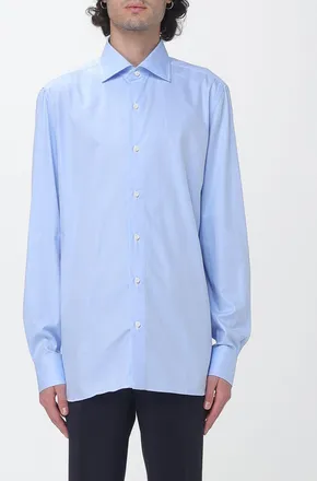 Borrelli Napoli Camicia Luciano in popeline di cotone con collo francese