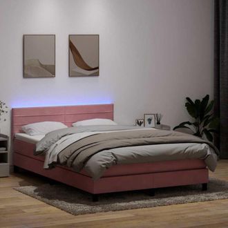vidaXL Cama Box Spring Con Colch&oacute;n Terciopelo Rosa 160x220 Cm Vidaxl