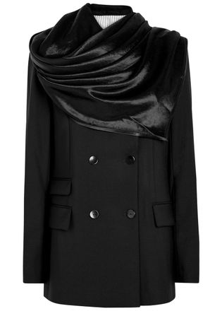 Maria McManus Draped Double-breasted Wool Blazer - Black - 10 (UK14 / L)