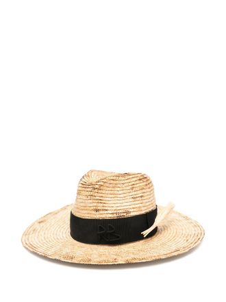 Ruslan Baginskiy wheat-detail hat - women - Straw/Cotton - S - Neutrals