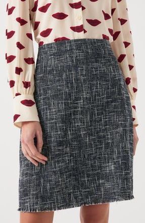 L.k. Bennett Suzie Fray Hem Tweed Skirt in Indigo at Nordstrom Rack, Size 16 Us / 20 Uk