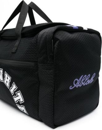 Off-white Mens Baseball Logo Duffle Bag Black Nylon