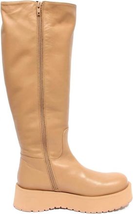 Paloma Barcel&oacute; Napasoft Hazelnoot Leren Laarzen - Dames - Hoge Laarzen - Beige - 39 EU - Su&egrave;de - Schoenen