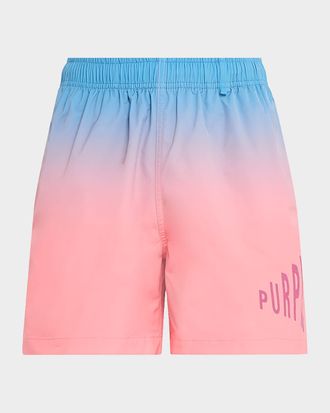 Purple Men & apos;s All Around Gradient Logo Swim Shorts