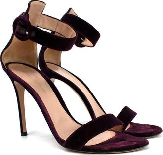 Gianvito Rossi Bordeaux Velvet Portofino Sandals Size 40.5
