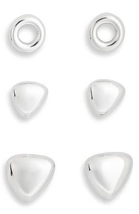 Leith Set of 3 Assorted Geometric Stud Earrings in Silver at Nordstrom Rack