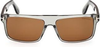 Tom Ford 58mm Philippe Polarized Rectangular Sunglasses in Grey /Brown at Nordstrom Rack