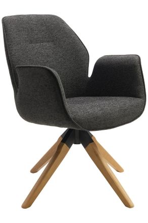 MID.YOU Mid.you Armlehnstuhl, Anthrazit, Naturfarben, Holz, Textil, Eiche, massiv, Drehkreuz, 61x84x62 cm, Sitzfl&auml;che 360&deg; drehbar, Holzm&ouml;bel, Sitzgelegenheit