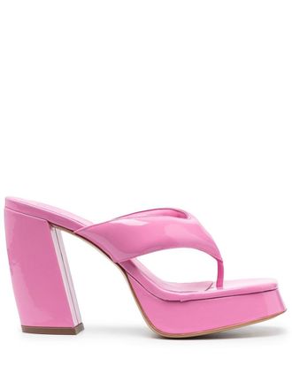 Giaborghini glossy-finish square-toe sandals - Pink