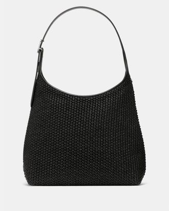 Kate Spade New York Womens 454 Straw Large Shoulder Bag - Black - One Size
