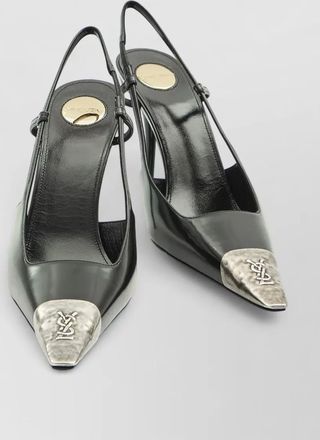 Saint Laurent jeanne backless leather pumps square toe