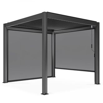 Oviala P&eacute;rgola bioclim&aacute;tica autoportante de 3x3m y 2 toldos de 2,66 x 2,34m