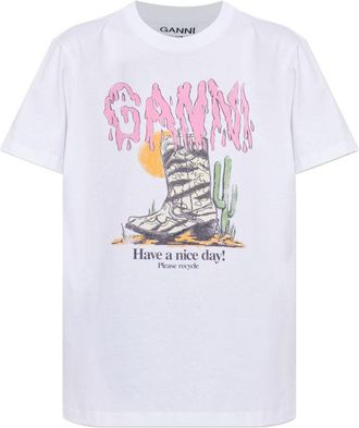 Ganni Camiseta De Algod&oacute;n Estampada Ganni