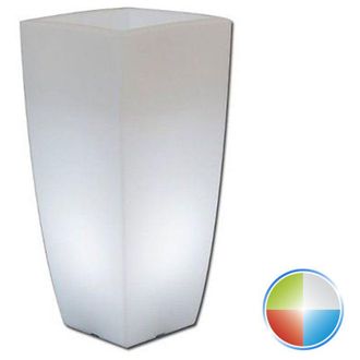 Monacis Vaso Stilo Square Top Bright Led Multicolor Con Bater&iacute;a Y Solar En Pol&iacute;mero Monacis - 40 X 40 X 90 Cm