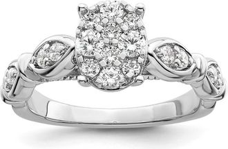 Diamond2Deal 14k White Gold Lab Grown Diamond Wedding Band Ring 0.62Ct Clarity- VS Color- G-H