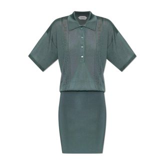 Versace Knitted Dresses, female, Green, Size: 2XS Polo Dress
