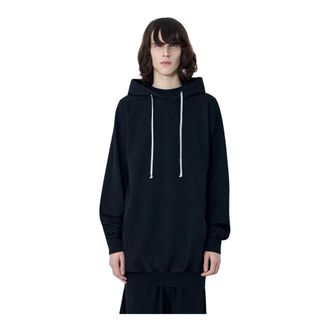 Rick Owens Hoodies, male, Black, Size: 2XL Drawstring Hooded Sweatshirt