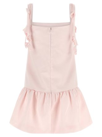 Self Portrait Taffeta Puff-Hem Dress - Pink