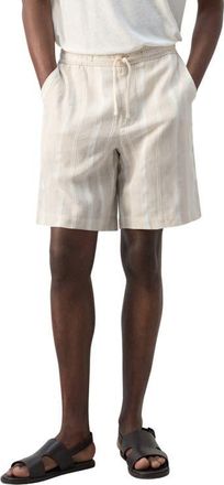 Mango Stripe Linen Blend Bermuda Shorts in Ecru at Nordstrom, Size 36