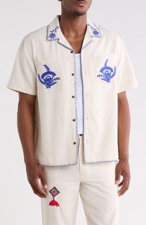 Raga Man Gopal Embroidered Camp shirt in Eggshell at Nordstrom Rack, Size X-Large