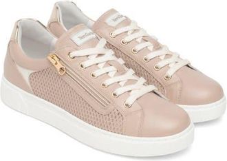 Nero Giardini Side Zip Perforated Leather Sneaker in Rose at Nordstrom, Size 11Us