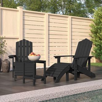 vidaXL Sillas De Jard&iacute;n Adirondack Con Soporte De Pies/ Mesa De Antracita Hite