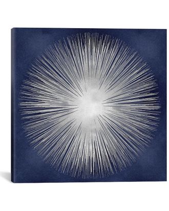 iCanvas art Silver Sunburst On Blue I by Abby Young