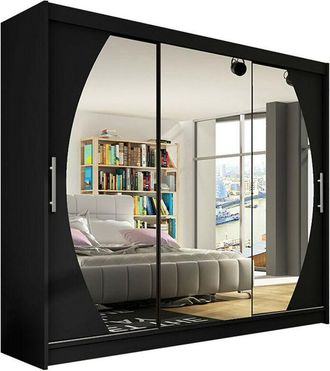 Mirjan24 Mobilier1 - Armario Closico 130, Negro, 215x250x58cm, Puertas de armario: Correderas, Número de estantes: 0