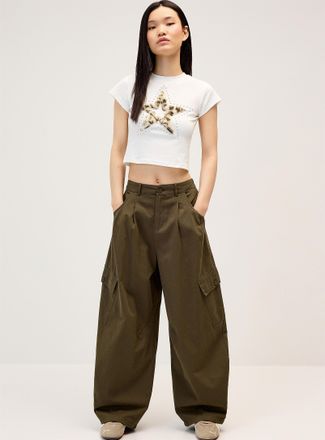 Twik Womens Twill barrel-leg cargo pant