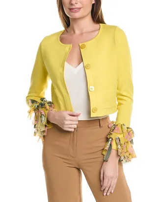 Oscar De La Renta Chiffon Bow Cardigan