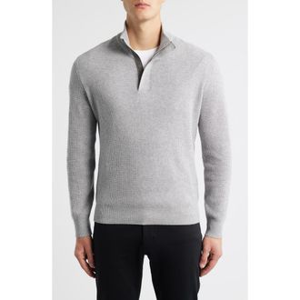 Canali Quater Zip Wool & Cashmere Sweater in Light Grey at Nordstrom Rack, Size 46 Us / 58 Eu Regular