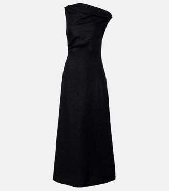 Faithfull The Brand Sius asymmetric linen midi dress