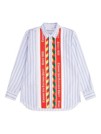 Comme Des Gar&ccedil;ons striped logo shirt - men - Cotton - L - White