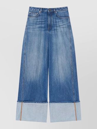 Givenchy wide leg denim trousers folded cuffs
