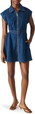 Steve Madden Tucker Cap Sleeve Denim Minidress in Dark Blue at Nordstrom, Size X-Small