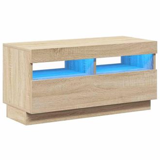 Berkfield Home TV Cabinet with LED Lights Sonoma Oak 80x35x40 cm in Light Brown | Size: 80 x 35 x 40 cm