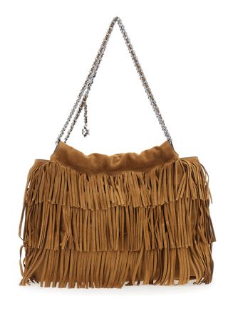 Tory Burch Womens Brown Shoulder Bag With Chain Strap Suede