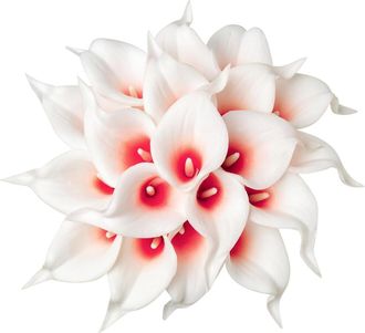 OEM Diez Calas Artificiales, De Tacto Realista, Hechas De L&aacute;tex, Ideales Para Ramos De Novia, Fiestas Y Decoraci&oacute;n Del Hogar (base Blanca Con Centros Amar