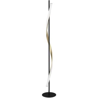 Loops Stylish Black & Brushed Brass LED Floor Lamp for Modern Interiors