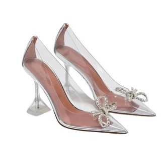 Amina Muaddi Rosie Silver PVC Pumps Size 36
