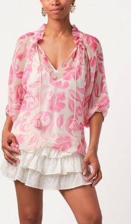 Calypso St. Barth Harper Top in Bright Floral Fuschia at Nordstrom, Size X-Small