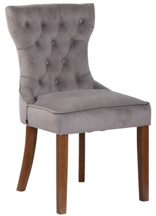 Clp Silla De Comedor Franca En Terciopelo Gris Antiguo Claro