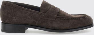 Lidfort Suede Cowhide Penny Loafers with Saddle Strap
