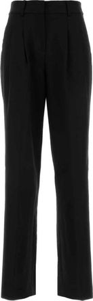 Michael Kors Geplooide Stretch Wollen Keperstof Broek - Dames - Straight fit broeken - Zwart - XS - Wol - Broeken