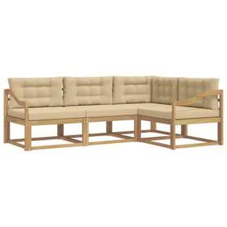 vidaXL Conjunto De Sof&aacute;s De Exterior Con Coj&iacute;n 3 Pcs Y Beige Poli&eacute;ster Vidaxl