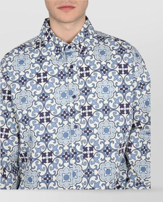 Drôle de Monsieur printed button-down collar shirt with long sleeves