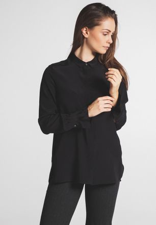 Eterna Hemdbluse ETERNA REGULAR FIT, Damen, Gr. 38, schwarz, 100% Seide, normal, Blusen Hemdbluse