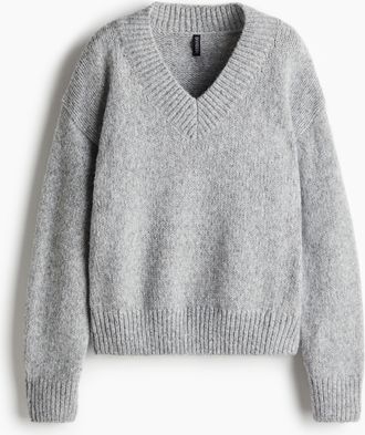 H&M Pullover mit V-Ausschnitt - Graumeliert